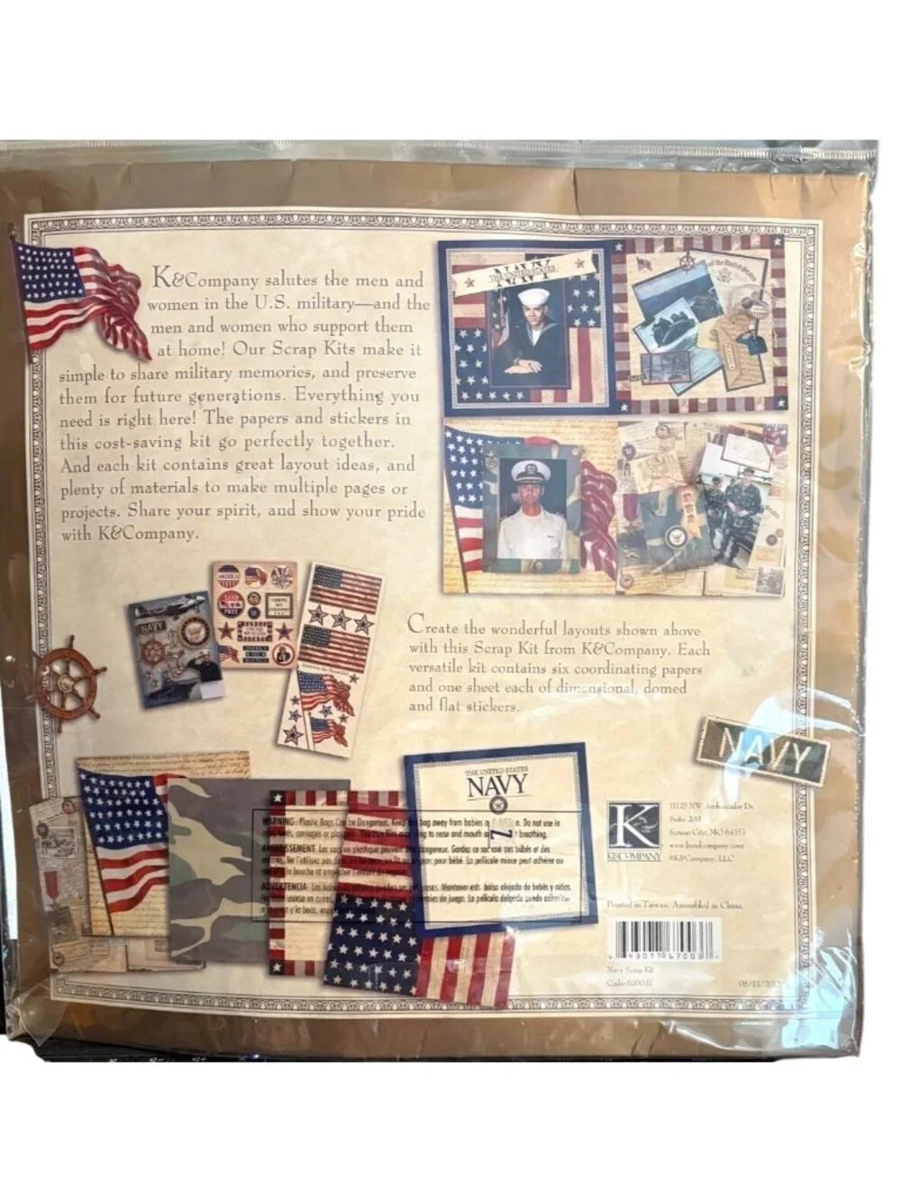 K&Company Navy Scrapbook Kit Stickers 12x12 Papers Patriotic Military NSP
